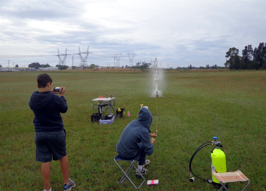 Launching Water Rockets with Air Only vs. Air and Water 